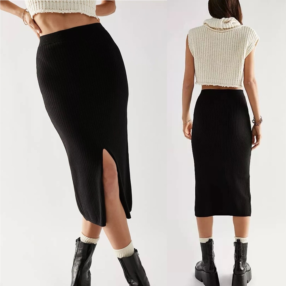Free People Skyline Midi Skirt in Black